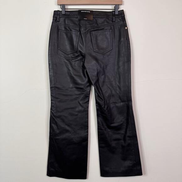 Alexander Wang Black Leather Bootcut Pants Back Patch Size 2 Minimalist NWT - Picture 7 of 12
